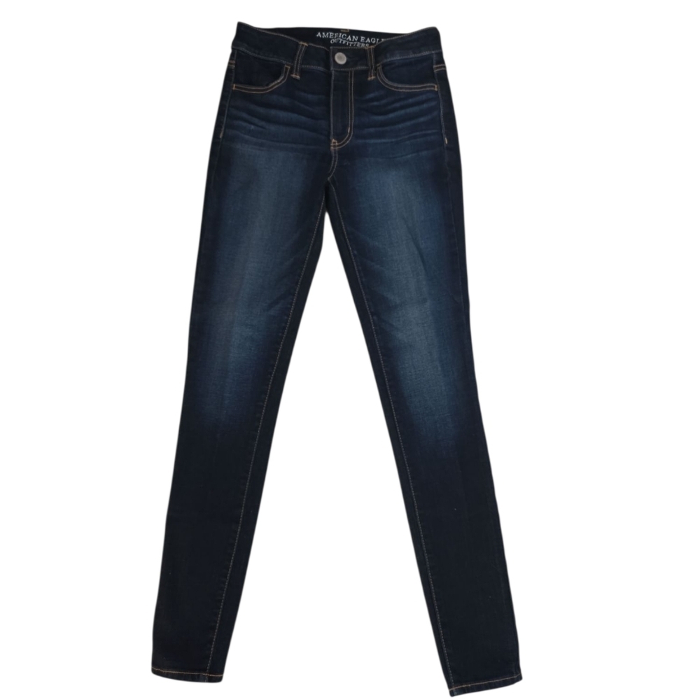 American Eagle Outfitters Women's Dark Blue Jeans Size 2 Hi Rise